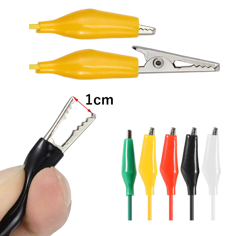 ワニ口クリップコードワニ口クリップ ワニ口クリップコードセット ケーブル付 コード 付 プラスチック テストリード ジャンパーワイヤー 電線クランプ ワイヤーコード金属 両頭 ダブルエンド型 50cm 5色10本セット micro bit 電子工作