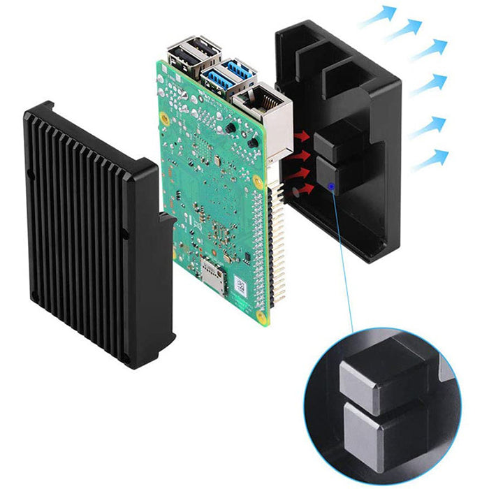RPI 4モデルB専用のRaspberry Pi 4アルミニウムケースRPI 4Bシェルメタルボックスグレーエンクロージャー ブラック