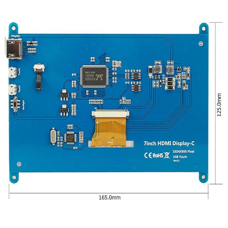7インチ タッチスクリーン付 小型 HDMI ラズベリーパイ用 LCDディスプレイタッチパネル モニター 領収書発行可能 ディスプレイ hdmi ディスプレイ モニター rasberry pi