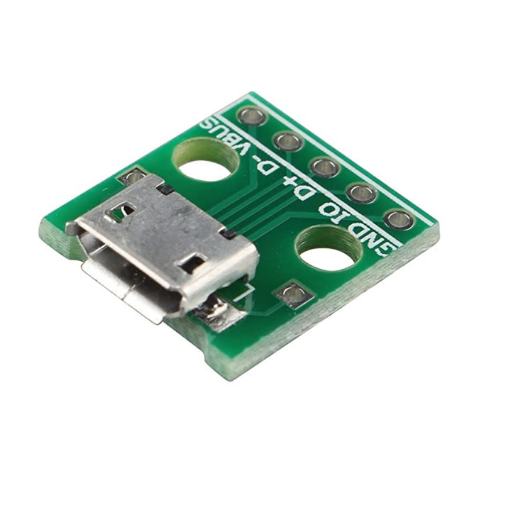 マイクロUSB → DIP アダプタ 5Pin メス・コネクタ B Type PCB コンバータ モジュールボード 2個入り
